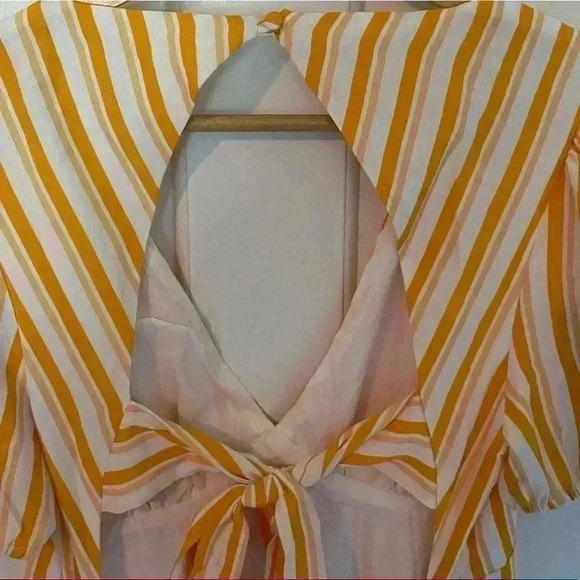 NWT CUPSHE Women's V Neck Striped Tie Back A Shape Knee Length Dress Siz… - Picture 7 of 12